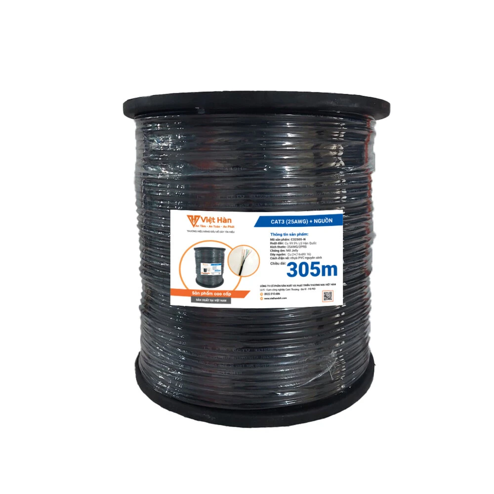 Dây tín hiệu cat3 25AWG kèm Nguồn